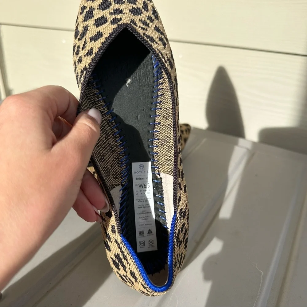 Rothy’s Pointed Toe Flats Leopard Print Casual Comfort Size 6.5 Women’s - Picture 7 of 10